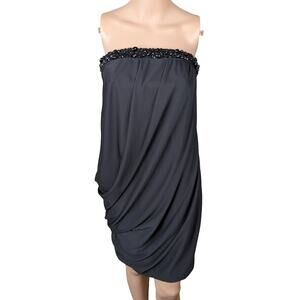Vera Wang Lavender Label Beaded Bubble Hem Cocktail Dress Black Size 4 Y2K